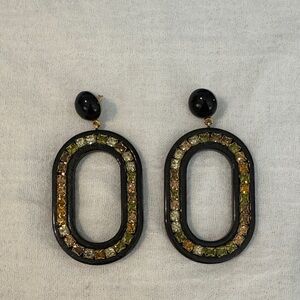 J. Crew Black and Gold Oval Earrings
